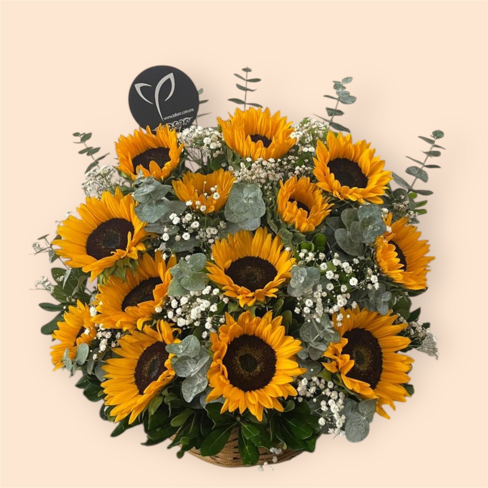 Canasta de girasoles felicidad