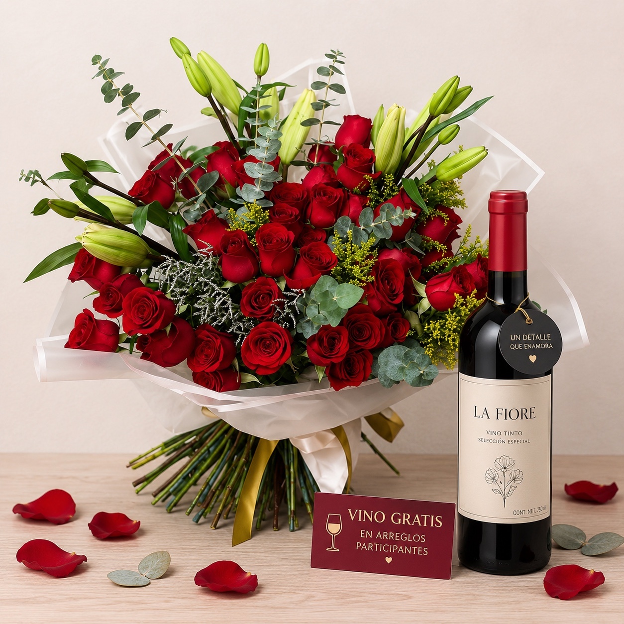 Ramo imperial rojo con vino gratis