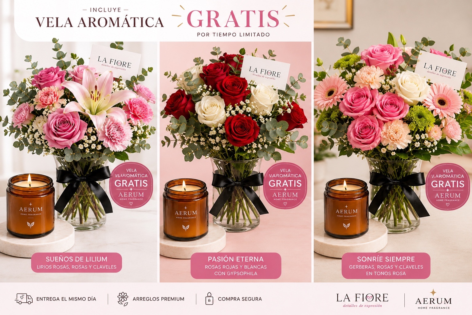 Arreglos participantes con vela aromática gratis